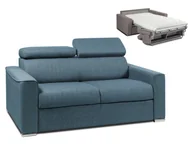 Sofy i kanapy - Vente-Unique 2-osobowa kanapa z ekspresowym mechanizmem rozkładania z tkaniny VIZIR - Kolor: niebieski - Miejsce do spania: 120 cm - Materac 14 cm - miniaturka - grafika 1