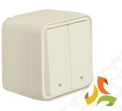 Wyłączniki światła i elektryczne - Hager BERKER W.1 Wyłącznik żaluzjowy przyciskowy z nadrukiem "strzałka" IP55 biały 50753532 50753532/HAG - miniaturka - grafika 1