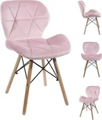 Fotele i krzesła biurowe - Mufart Zestaw 4 krzeseł różowych z aksamitu do salonu biura gabinetu i jadalni ELVA model_3404_4-LAGO-ELVY17 - miniaturka - grafika 1
