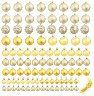 vidaXL Zestaw bombek, 100 elementów, złoty vidaXL - Bombki - miniaturka - grafika 3