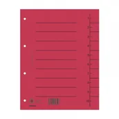 Pudła i kartony archiwizacyjne - Donau Przekładka karton, A4, 235x300mm, 1-10, 1 karta, czerwona 8610001-04 - miniaturka - grafika 1