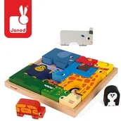 Klocki - Janod Układanka drewniana piramida Zwierzęta, - miniaturka - grafika 1
