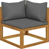 Sofy ogrodowe - VidaXL Moduł sofy narożnej z ciemnoszarą poduszką, drewno akacjowe 311860 - miniaturka - grafika 1
