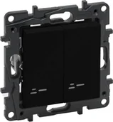 Wyłączniki światła i elektryczne - Legrand Łącznik jednobiegunowy podwójny Niloe Step 863515 podświetlany wkręty 10AX czarny - miniaturka - grafika 1