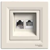 Gniazdka elektryczne - Schneider Asfora gniazdo komputerowo-telefoniczne podtynkowe kategoria 5e RJ45 + RJ12 z ramką kremowe EPH4900123 - miniaturka - grafika 1