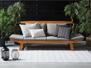 Beliani Sofa ogrodowa drewniana jasnobrązowa regulowane podłokietniki PORTICI - Ławki ogrodowe - miniaturka - grafika 5