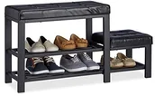 Szafki na buty - Relaxdays szafka na buty z taboretem, przytulna tapicerka siedziska, 2 poziomy, dla dzieci, wymiary: 50 x 90 x 20 cm, różne kolory 10023312_46 - miniaturka - grafika 1