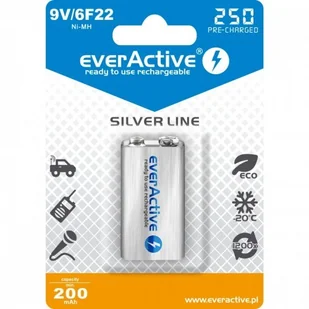 EverActive Akumulator Silver Line 6F22/9V ready to use 250 mAh 1 szt (EVHRL22-250) - Ładowarki i akumulatory - miniaturka - grafika 3