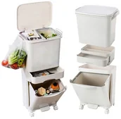 Kosze na śmieci - FENIKS do segregacji 42L kremowy 5902340322239 - miniaturka - grafika 1