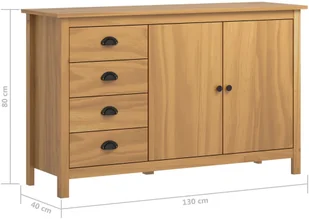 vidaXL Komoda Hill Range, miodowy brąz, 130x40x80 cm, drewno sosnowe - Komody - miniaturka - grafika 8