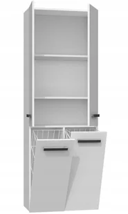 SZAFKA ŁAZIENKOWA REGAŁ SŁUPEK NEL DD 2K KOSZ 60CM BIEL POŁYSK NEL 2K DD BPOŁ KPL - Szafki łazienkowe - miniaturka - grafika 3