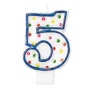 Amscan Świeczki urodzinowe cyfry z kolorowymi punkty Polka Dots "Impreza" artykuły dekoracyjne, niebieski biały INT176005 - Kinder party - miniaturka - grafika 4