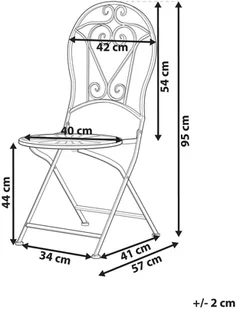 Beliani Zestaw 2 krzeseł ogrodowych metalowy zielony TRENTO - Meble ogrodowe - miniaturka - grafika 4