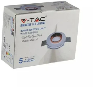 v-tac Oprawa Oczko V-TAC GIPS GU10 Okrągła Wpuszczana G-K Biały+Złoto VT-866 - Oprawy, klosze i abażury - miniaturka - grafika 3