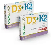 Witaminy i minerały dla sportowców - ALG PHARMA Alg Pharma K2 + D3 VitalGold 2x 40 tabs 80 tabs Dobra cena - miniaturka - grafika 1