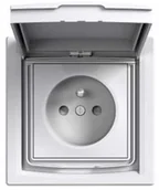 Gniazdka elektryczne - Schneider Asfora gniazdo hermetyczne podtynkowe pojedyncze z ramką z uziemieniemz przesłonami IP44 białe EPH2800321 - miniaturka - grafika 1