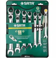 Klucze i nasadki - Sata Klucz Płasko Oczkowych Łamany Grzechotką 7EL - miniaturka - grafika 1