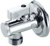 Zawory i kraniki - KFA 707-010-20 ZAWOR KULOWY KATOWY Z FILTREM I ROZETA Z DZWIGNIA 3/4" - miniaturka - grafika 1