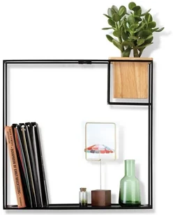 Umbra Umbra Cubist pływająca półka z wbudowaną doniczką na sukulent  nowoczesna dekoracja ścienna i geometryczna półka na książki, świece, notatki, zdjęcia, rośliny domowe i wiele więcej! | duża, czarna 470754-427 - Półki i regały dla dzieci - miniaturka - grafika 4