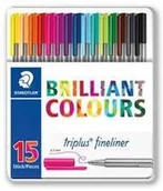 Akcesoria kreślarskie - Staedtler Triplus cienkopis 15 kolorów w metalowym opakowaniu - miniaturka - grafika 1