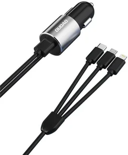 Dudao Dudao 3w1 ładowarka samochodowa USB 3,4 A wbudowany kabel Lightning / USB Typ C / micro USB czarny (R5ProN black) R5ProN black - Ładowarki samochodowe - miniaturka - grafika 2