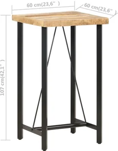 vidaXL vidaXL Stolik barowy, 60x60x107 cm, surowe drewno mango - Ławy i stoliki kawowe - miniaturka - grafika 7