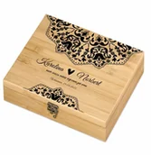 Zestawy do wina - Murrano Elektryczny korkociąg zestaw do wina w skrzynce z nadrukiem dla pary ZDW5-029 - miniaturka - grafika 1