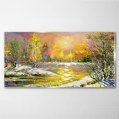 Obrazy i zdjęcia - PL Coloray Obraz Szklany Nowoczesny las Zima Woda 120x60cm - miniaturka - grafika 1