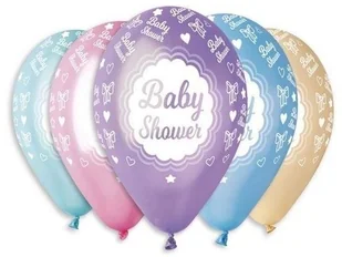 Baby shower Gemar Balloons Balony , metalik mix, GEMAR, 12", 5 szt GMS110/P482 - Baby shower i roczek - miniaturka - grafika 3