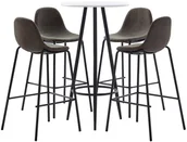 Stoły z krzesłami - vidaXL 5-częściowy zestaw mebli barowych, tkanina, ciemnoszary 8719883854892 - miniaturka - grafika 1