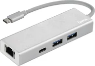 Huby USB - Hama HUB 1:3 USB 3.1 TYP-C + LAN "ALUMINIUM" - miniaturka - grafika 1