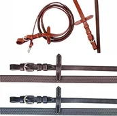 Akcesoria jeździeckie - HKM SPORTS EQUIPMENT 56449100 Cugle z gumową poszewką, L, czarne 5644 - miniaturka - grafika 1