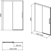 Ścianki i drzwi prysznicowe - Cersanit Cersanit Crea Drzwi prysznicowe przesuwne 120x200 cm profile chrom szkło transpartentne CleanPro S159-007 - miniaturka - grafika 1