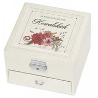 Pudełka i szkatułki - Murrano Szkatułka na Biżuterię Kremowa z Nadrukiem Kwiaty SZKT-BB-016 - miniaturka - grafika 1