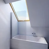 Parawany nawannowe - DUSO Parawan nawannowy jednoczęściowy DUSO 80x140 szkło transparentne DS101T DS101T - miniaturka - grafika 1