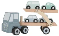 Samochody i pojazdy dla dzieci - Little Dutch Laweta Z Podnośnikiem i 4 autkami - Little Dutch - Drewniana Montessori LD4453 - miniaturka - grafika 1
