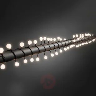 Konstsmide 3696-107 łańcuch świetlny LED z dużymi, okrągłymi diodami, do użytku na zewnątrz, stopień ochrony: IP44, transformator zewnętrzny 24 V, 80 diod, ciepła biel, czarny kabel - Pozostałe oświetlenie - miniaturka - grafika 3