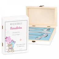 Sztućce dla dzieci - Murrano Zestaw Sztućców Dla Dzieci W Drewnianym Etui Nadruk Misie SZT-ANIMALS_DRW-UV-017 - miniaturka - grafika 1