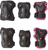 Ochraniacze - Rollerblade Skate Gear JR zestaw 3 ochraniaczy 2019, czarny/różowy, XS - miniaturka - grafika 1