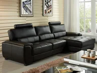 Narożniki - Vente-Unique Sofa narożna ze skóry METROPOLITAN II - Czarny - Narożnik prawostronny - miniaturka - grafika 1