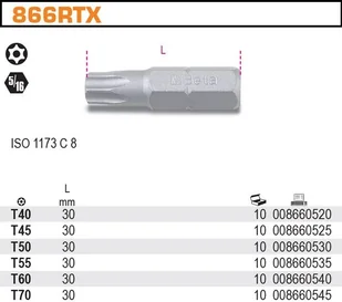 Beta KOŃCÓWKA WKRĘTAKOWA RTX T40 866RTX/40 - Śrubokręty - miniaturka - grafika 2