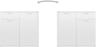 vidaXL Lumarko Szafka na wysoki połysk, biała, 80x36x75 cm, płyta wiórowa 805776 - Szafki do salonu - miniaturka - grafika 5