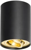 Lampy sufitowe - QAZQA Reflektor sufitowy czarny ze złotym obrotowym i uchylnym - Rondoo up - miniaturka - grafika 1