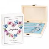 Sztućce dla dzieci - Murrano Zestaw Sztućców Dla Dzieci W Drewnianym Etui Nadruk Dla Dziewczynki SZT-ANIMALS_DRW-UV-030 - miniaturka - grafika 1