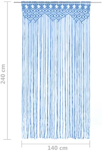 vidaXL Zasłona z makramy, niebieska, 140 x 240 cm, bawełna - Zasłony - miniaturka - grafika 25