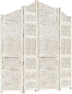 vidaXL vidaXL Parawan 4-panelowy, rzeźbiony, biały, 160x165 cm, drewno mango - Parawany - miniaturka - grafika 13