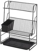 Suszarki do naczyń - Delfinware Delfin produkt stojak na talerze z 3 pięter, czarny 2300BK - miniaturka - grafika 1