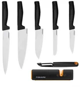 Noże kuchenne - Fiskars HARD EDGE KOMPLET 5 NOŻY LUZEM + OBIERAK FF + OSTRZAŁKA EDGE FSHEL16 - miniaturka - grafika 1