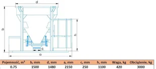 252 HIST Pojemnik do betonu z wylewem prostym i z podestem roboczym + rekaw 2 metry + obejma pojemność 0,75 m3) 25277201 77201-uniw - Inne urządzenia budowlane - miniaturka - grafika 2