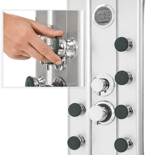 tectake Panel prysznicowy z aluminium z 10 dyszami masującymi - srebrny 402117 - Panele prysznicowe - miniaturka - grafika 4